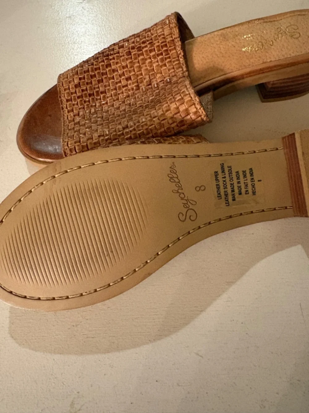 Seychelles woven slide tan